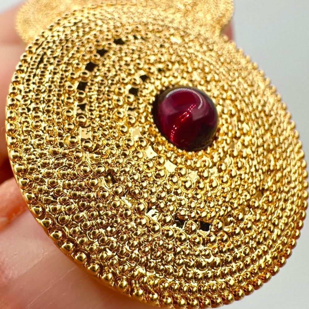 VTG Francesca Visconti Gold Disc Clip-on Earrings SIGNED NEW Chunky Italian NWT